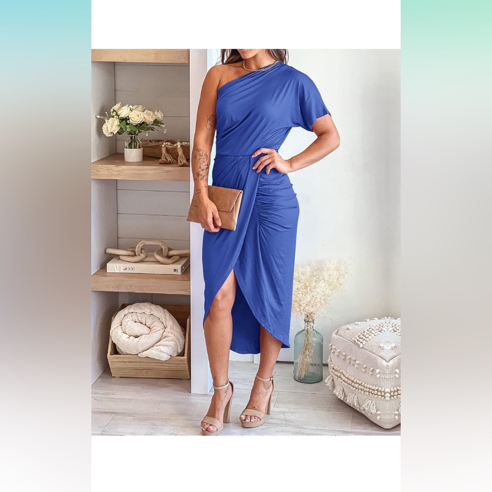 BTFBM BLUE one shoulder DRESS xl